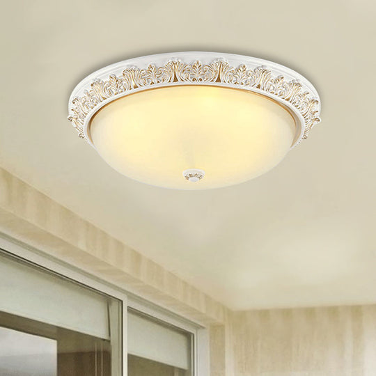 Milky Glass Ceiling Mount with White/Golden Bronze Flush Light and 2-Bulbs for Countryside Homes