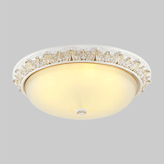 Milky Glass Ceiling Mount with White/Golden Bronze Flush Light and 2-Bulbs for Countryside Homes