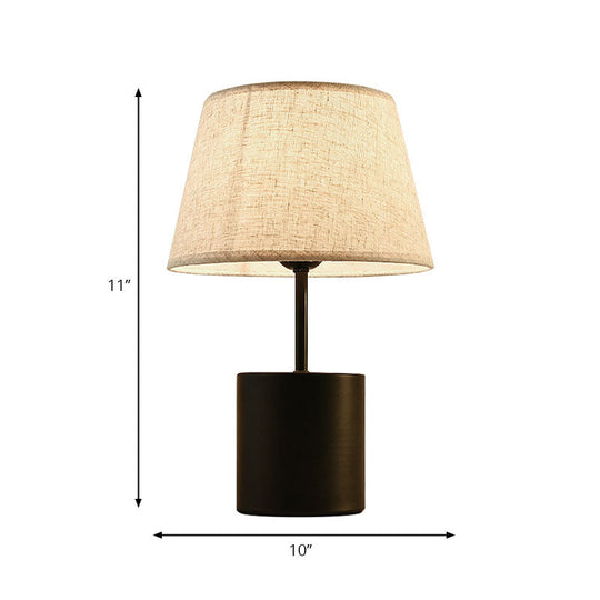 Modern Tapered Reading Book Light: Fabric Led Desk Lamp In Black/White For Bedside