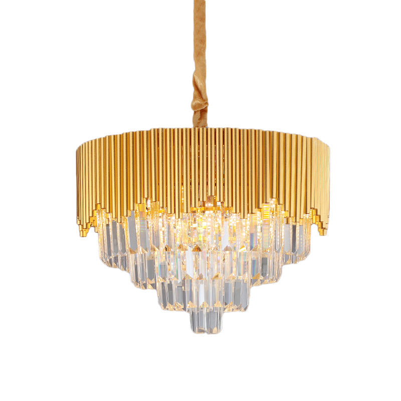 Modern Gold Crystal Chandelier With Clear Prisms - 4/6/8 Heads And 16/19.5/23.5 Width