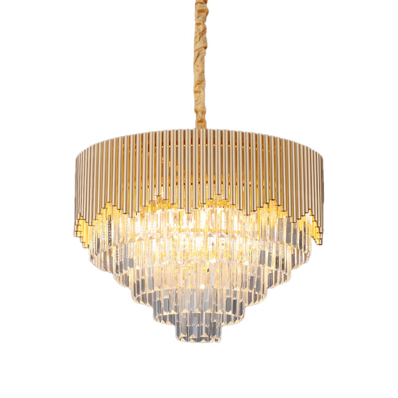 Modern Gold Crystal Chandelier With Clear Prisms - 4/6/8 Heads And 16/19.5/23.5 Width