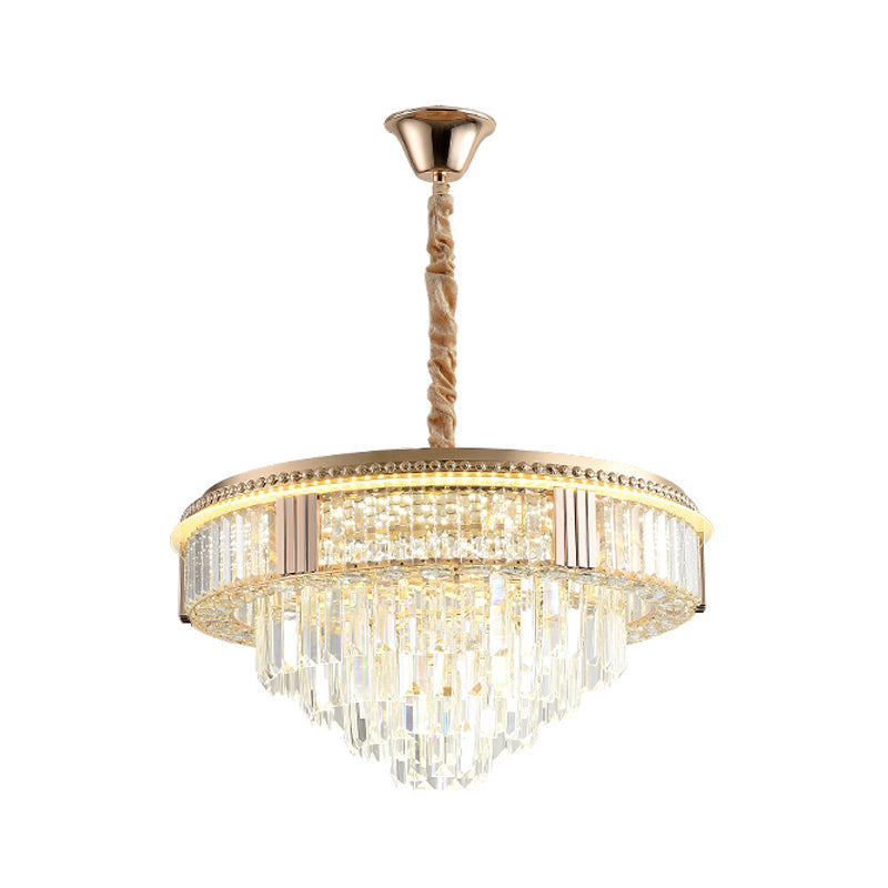 Modern LED Crystal Chandelier for Dining Room - Suspended Clear Rectangle Crystals