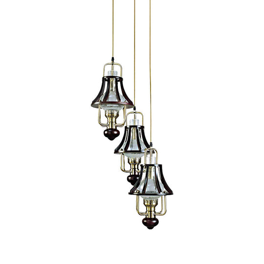 Vintage-Style Bell Caged Pendant Ceiling Light: Black Metal with Crystal Accent - Elegant Dining Room Fixture