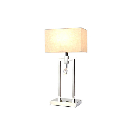 Contemporary Beige Fabric Reading Lamp With Metal Base