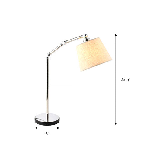 Modern Tapered Desk Lamp - Adjustable Arm Beige 1-Light Reading Book Light