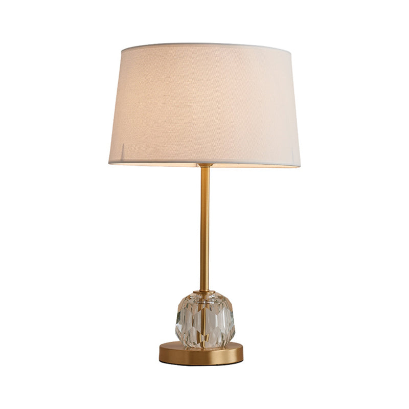 Modern Beige Head Table Lamp With Crystal Ball Barrel Shade- Perfect For Sleeping Room Nightstand