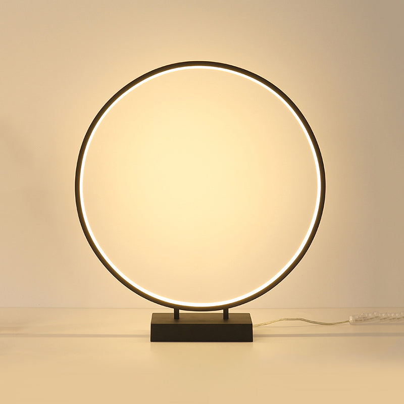 10 12 16 Dia Ring Desk Lamp - Simplicity Acrylic Led Light Black/White Warm/White