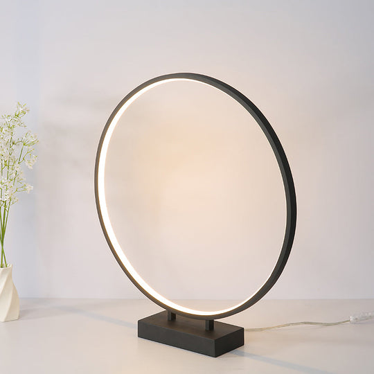 10 12 16 Dia Ring Desk Lamp - Simplicity Acrylic Led Light Black/White Warm/White Black / White