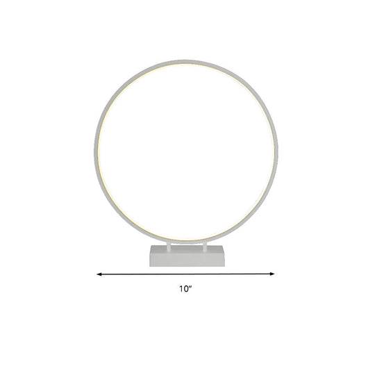 10 12 16 Dia Ring Desk Lamp - Simplicity Acrylic Led Light Black/White Warm/White