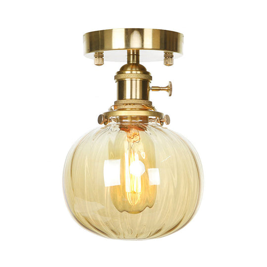 Industrial Orb Shade Ceiling Light with Water Glass - Semi Flush for Living Room