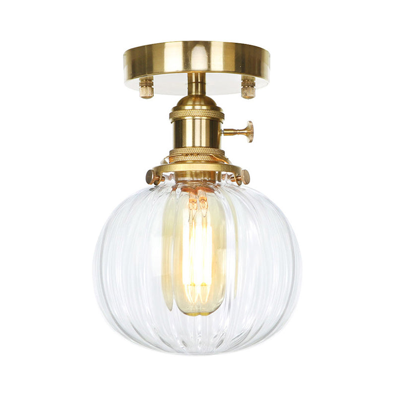 Industrial Orb Shade Ceiling Light with Water Glass - Semi Flush for Living Room