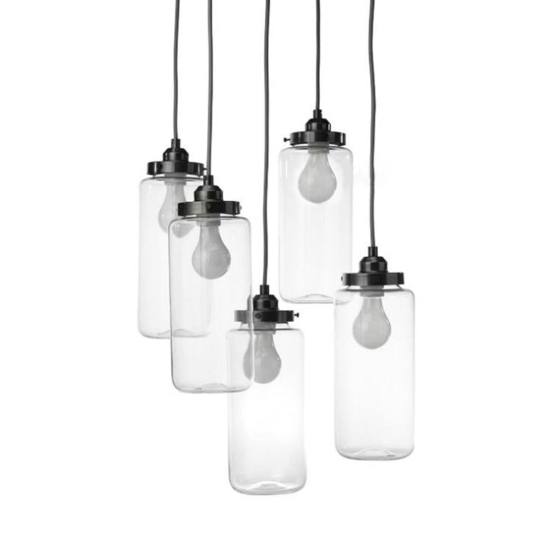 Modern 5-Light Multi-Pendant Clear Glass Hanging Lamp For Foyer