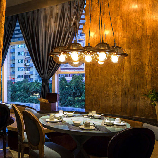 Modern Black Glass Pendant with Multi-Light Globe Shades, Hanging Lighting, Round Canopy