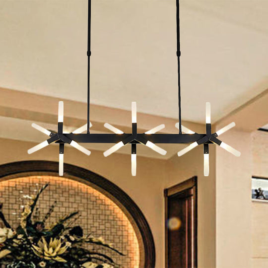 18/24-Light Linear Acrylic Shade Ceiling Pendant For Dining Room - Black/White/Gold Ideal Over