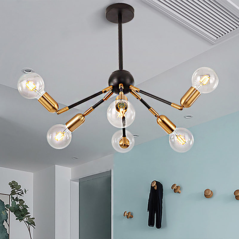 Modern Abstract Gold Metal Chandelier Ceiling Lamp For Bedrooms - Multi Light Hanging Fixture