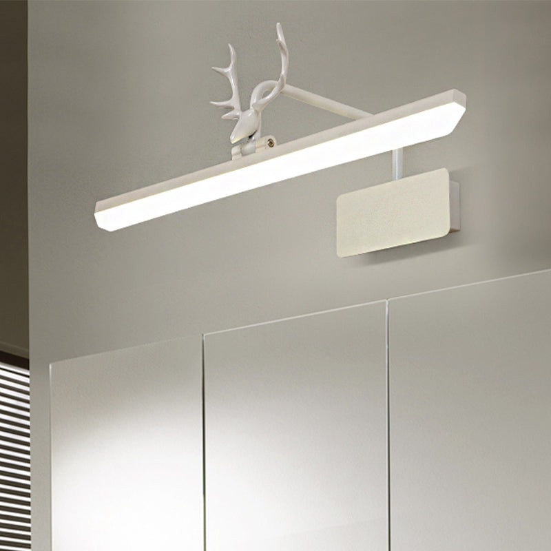 Modern Led Metal Vanity Wall Lamp With Antlers Arm In White/Natural Light - 17/20.5/28 Wide