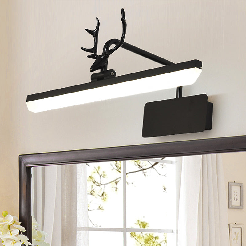 Modern Led Metal Vanity Wall Lamp With Antlers Arm In White/Natural Light - 17/20.5/28 Wide