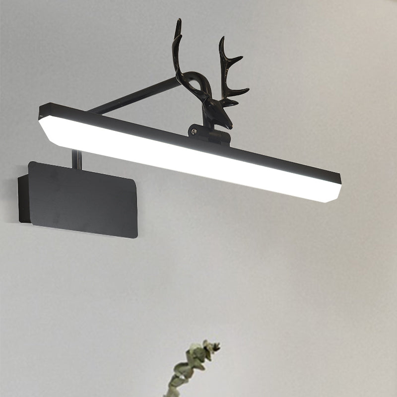 Modern Led Metal Vanity Wall Lamp With Antlers Arm In White/Natural Light - 17/20.5/28 Wide