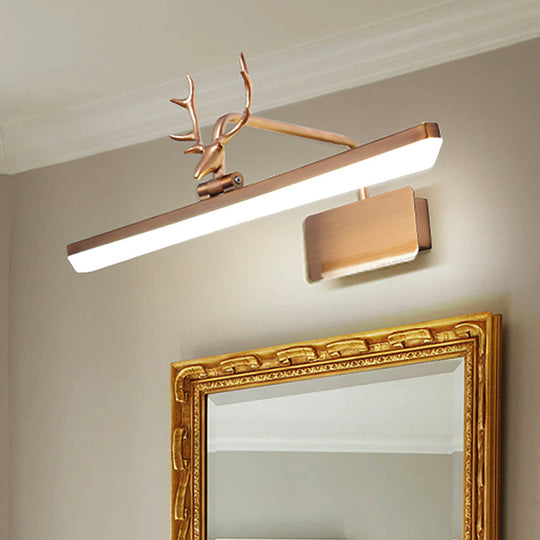 Modern Led Metal Vanity Wall Lamp With Antlers Arm In White/Natural Light - 17/20.5/28 Wide