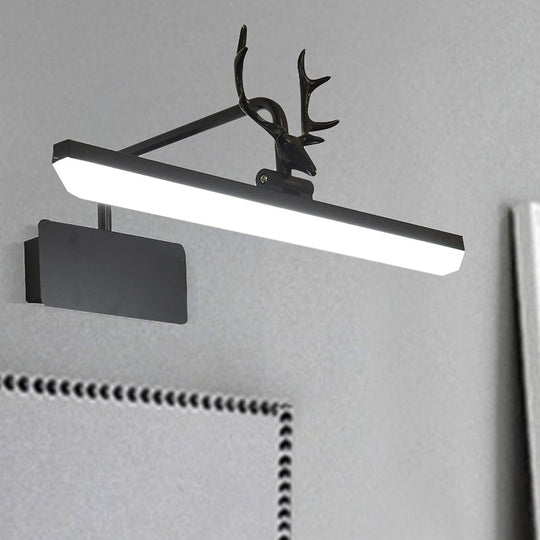 Modern Led Metal Vanity Wall Lamp With Antlers Arm In White/Natural Light - 17/20.5/28 Wide