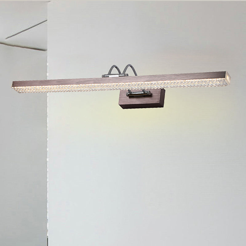 Modern Metal Vanity Wall Sconce With Led Lights - Curved Arm 3 Gears 16.5/28/22.5 Wide In