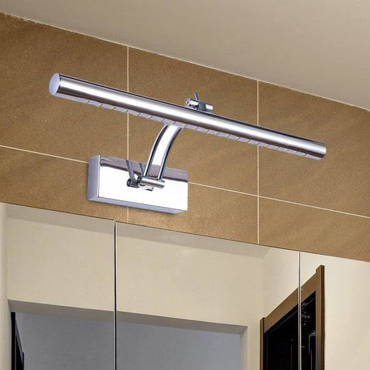 Led Bathroom Wall Lamp With Tubular Metal Shade - Chrome/Gold Finish 16/21.5 Wide