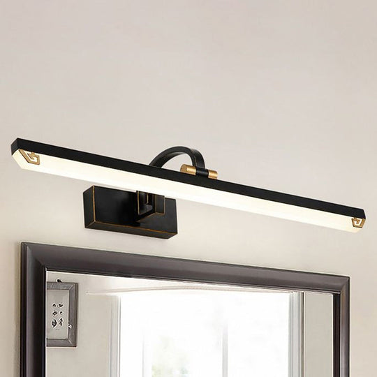 Modernist Style Black Finish Linear Vanity Light: 16/22 Wide Led Acrylic And Metal Wall Lamp For