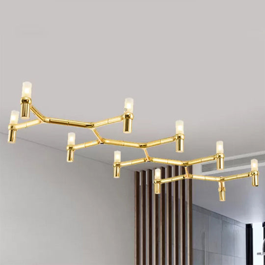 Contemporary 10-Head Ceiling Pendant With Aluminum Alloy Shade - Black White Chrome Or Gold Tube