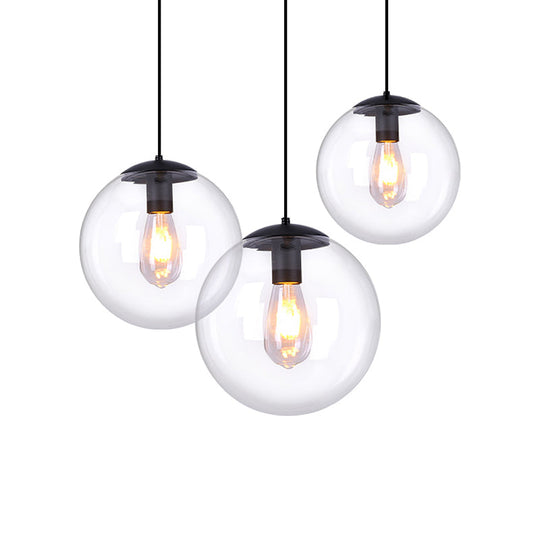 Global Glass Pendant Light | Industrial Dining Room Ceiling Fixture in Clear- 1-Light, 6"/8" Wide