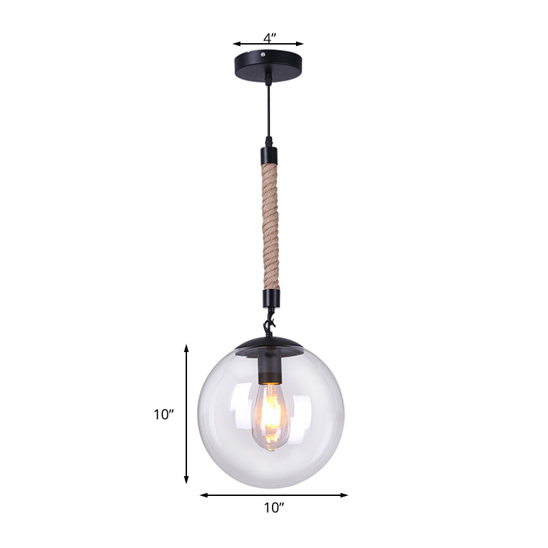 Global Glass Pendant Light | Industrial Dining Room Ceiling Fixture in Clear- 1-Light, 6"/8" Wide