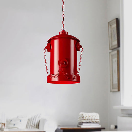 Metallic Fire Hydrant Hanging Light: Creative 1-Light Suspension For Restaurant Bar