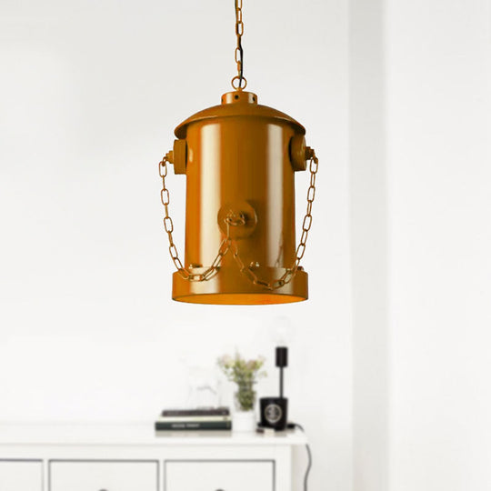 Metallic Fire Hydrant Hanging Light: Creative 1-Light Suspension For Restaurant Bar