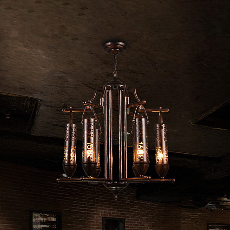 Rustic Iron Flute Hanging Light: Creative Chandelier with Number Design, Perfect for Bars