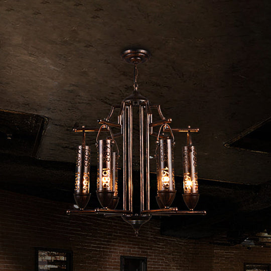 Rustic Iron Flute Hanging Light With Creative Number Design Chandelier For Bars