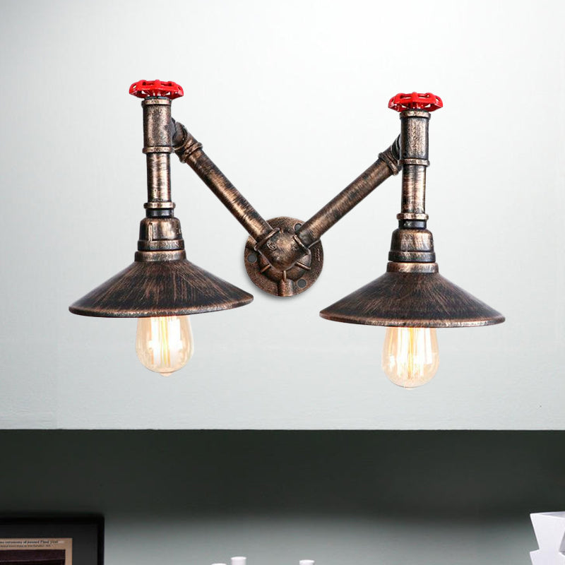 Vintage Style Metallic Wall Lamp Fixture | Antique Bronze Sconce Light Saucer Shade Restaurant