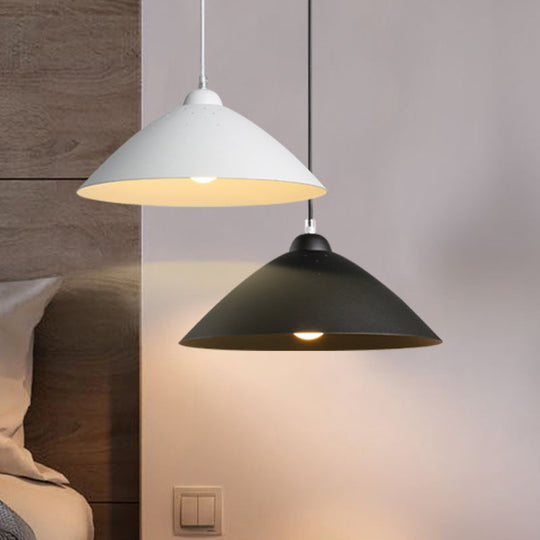 Metallic Conic Pendant Lighting: Industrial Hanging Ceiling Light - 1-Light Scattered Hole Design