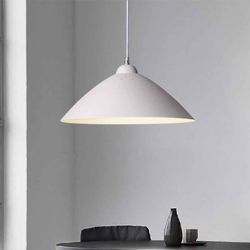 Metallic Conic Pendant Lighting: Industrial Hanging Ceiling Light - 1-Light Scattered Hole Design