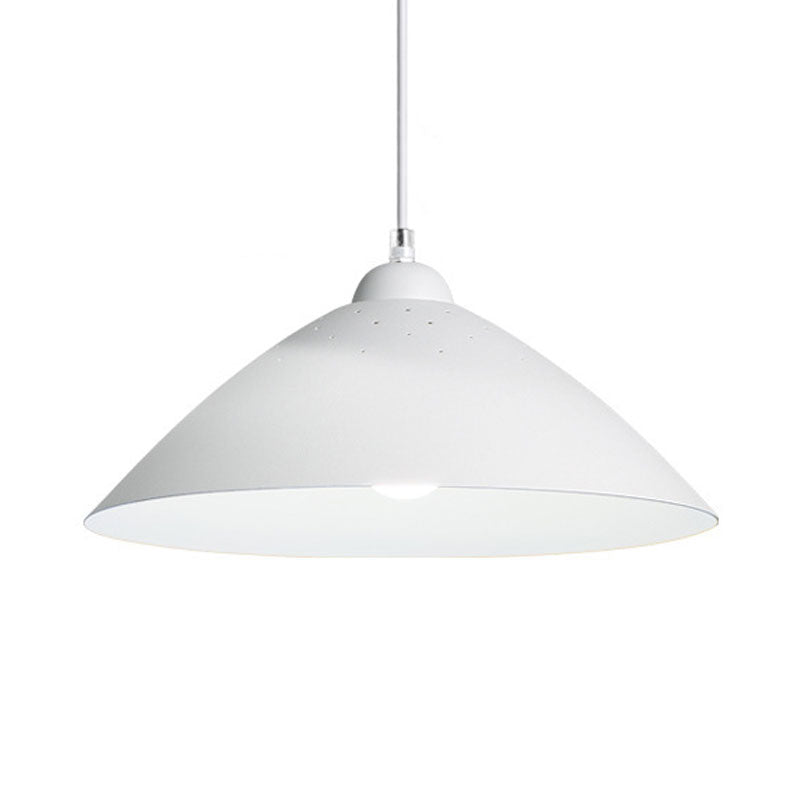 Metallic Conic Pendant Lighting: Industrial Hanging Ceiling Light - 1-Light Scattered Hole Design