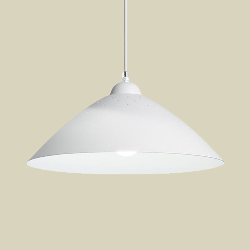 Metallic Conic Pendant Lighting: Industrial Hanging Ceiling Light - 1-Light Scattered Hole Design