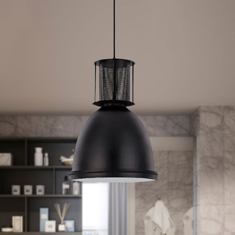 Retro Mesh Dome Pendant Light With Black Metallic Finish - 7.5/11 Width