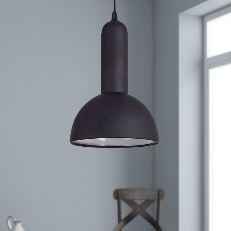 Industrial Domed Pendant Light in Metallic Black - Perfect for Living Room