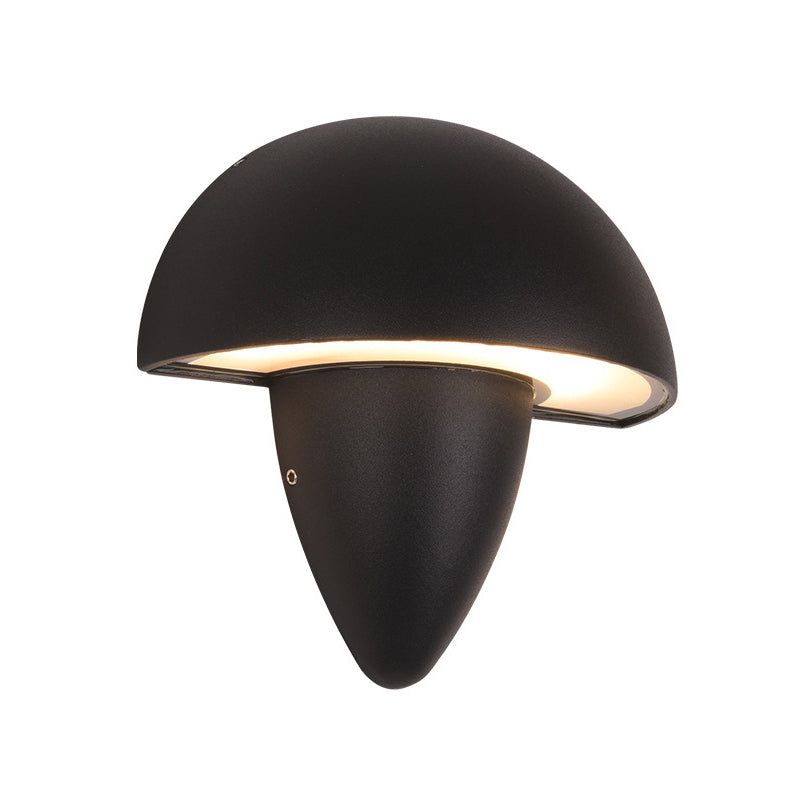 Modern Aluminum Mushroom Design Wall Sconce Led Black Lamp For Porch Warm/White Lighting