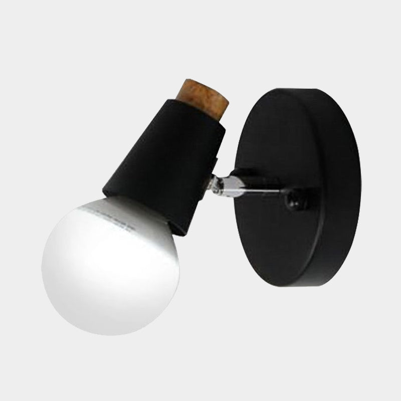 Bare Bulb Metal Cup Sconce Light: Industrial 1-Light Black Bathroom Wall Lamp