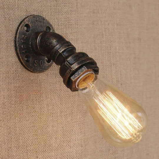 Farmhouse Style Bronze Iron Mini Wall Mount Light With Water Pipe