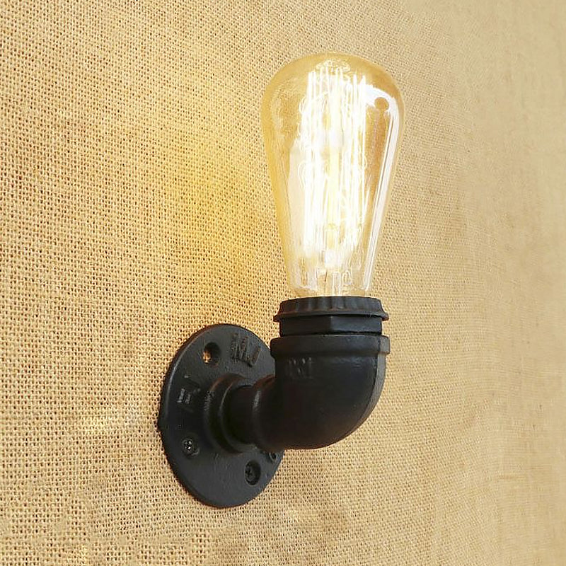 Rustic Bare Bulb Wall Sconce Lighting: Stylish Metal 1 Head Black/Bronze - Perfect For Living Room