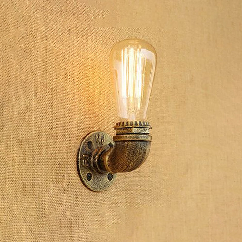 Rustic Bare Bulb Wall Sconce Lighting: Stylish Metal 1 Head Black/Bronze - Perfect For Living Room