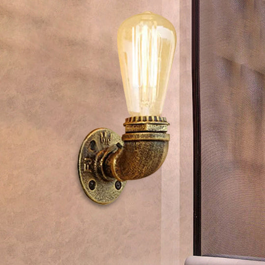 Rustic Bare Bulb Wall Sconce Lighting: Stylish Metal 1 Head Black/Bronze - Perfect For Living Room