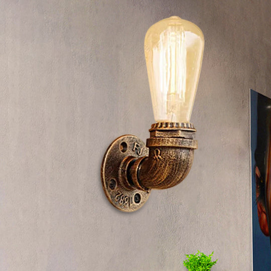 Rustic Bare Bulb Wall Sconce Lighting: Stylish Metal 1 Head Black/Bronze - Perfect For Living Room