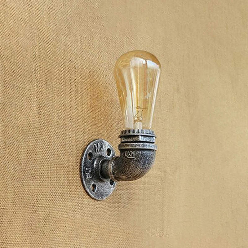 Rustic Bare Bulb Wall Sconce Lighting: Stylish Metal 1 Head Black/Bronze - Perfect For Living Room