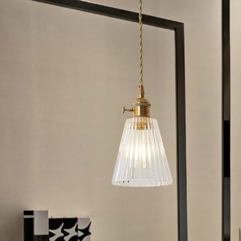 Modern Brass Flared Glass Pendant Light - Clear And Stylish